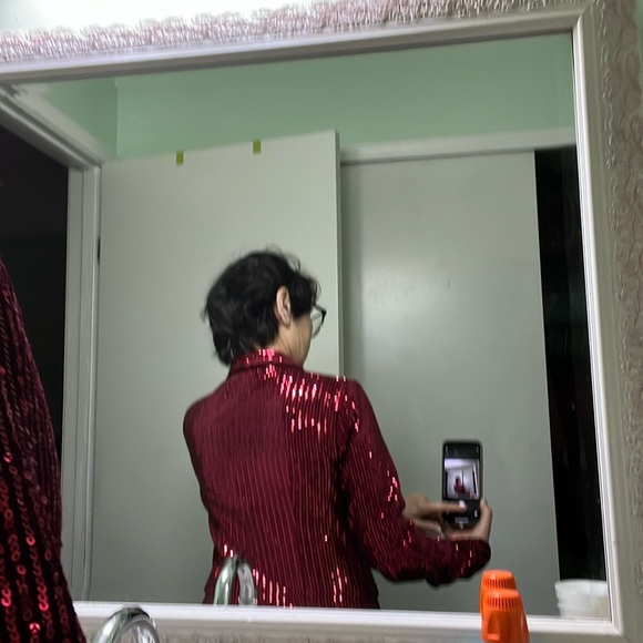 City Vibes double breasted, velvet sequence, blazer, and coat - Picture 6 of 7